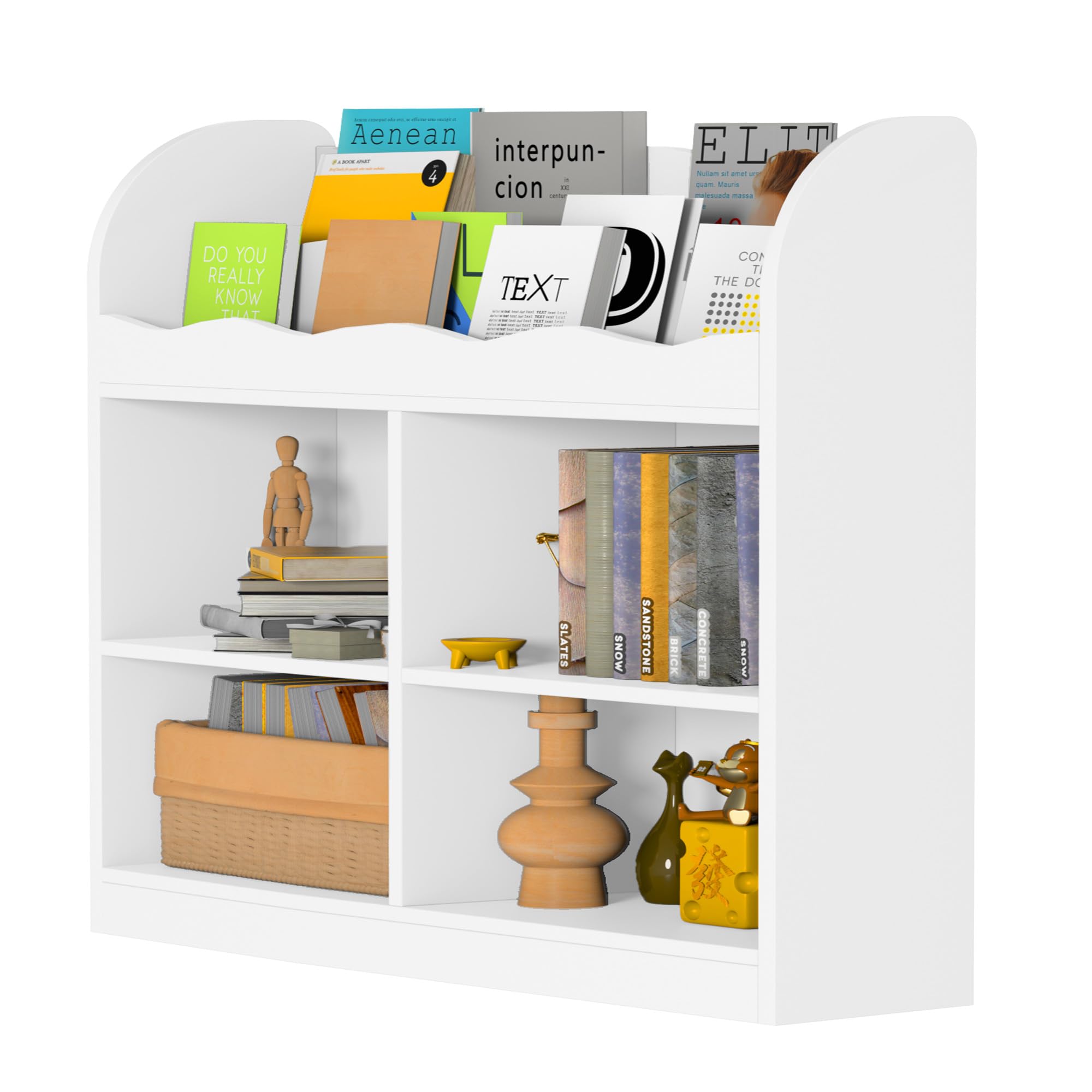 White Kids Bookshelf, Toy Storage Organizer