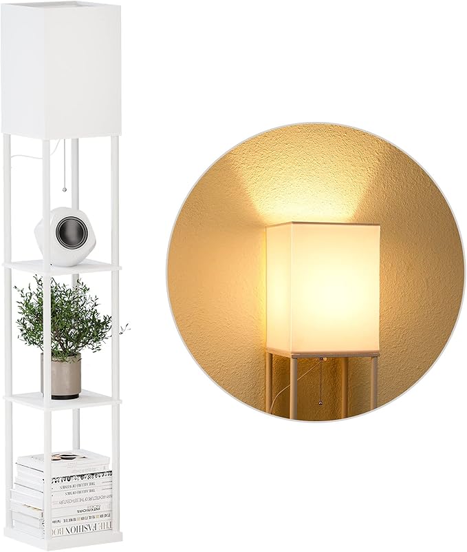 Modern Floor Lamp with Storage Shelves