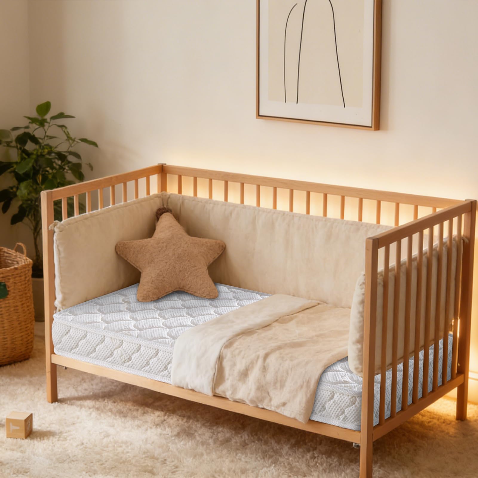 Dual-Sided Crib & Toddler Mattress 52"x27.6"x5" Knitted Fabric