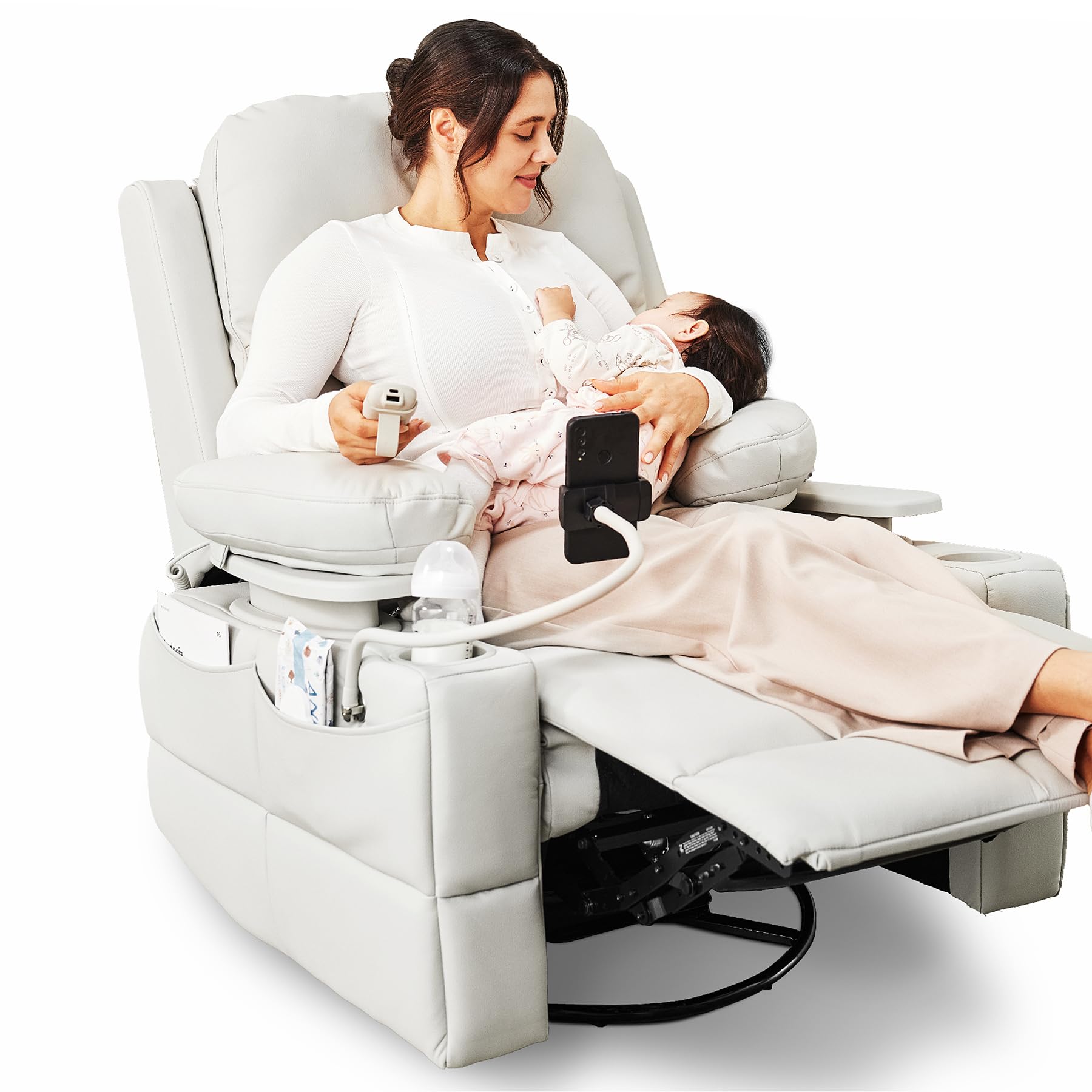 Rocking Chair Nursery with Adjustable Armrests, Electric