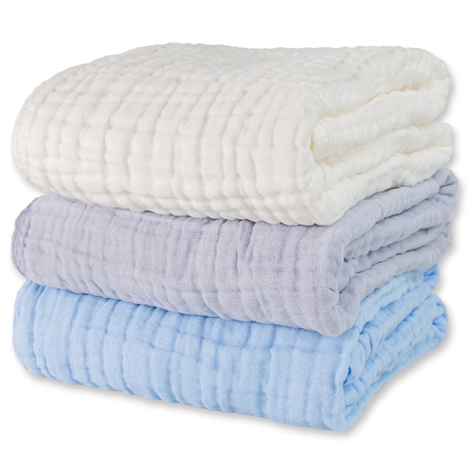 Muslin Baby Bath Towels Set 3 Pack Ultra Soft and Absorbent Baby