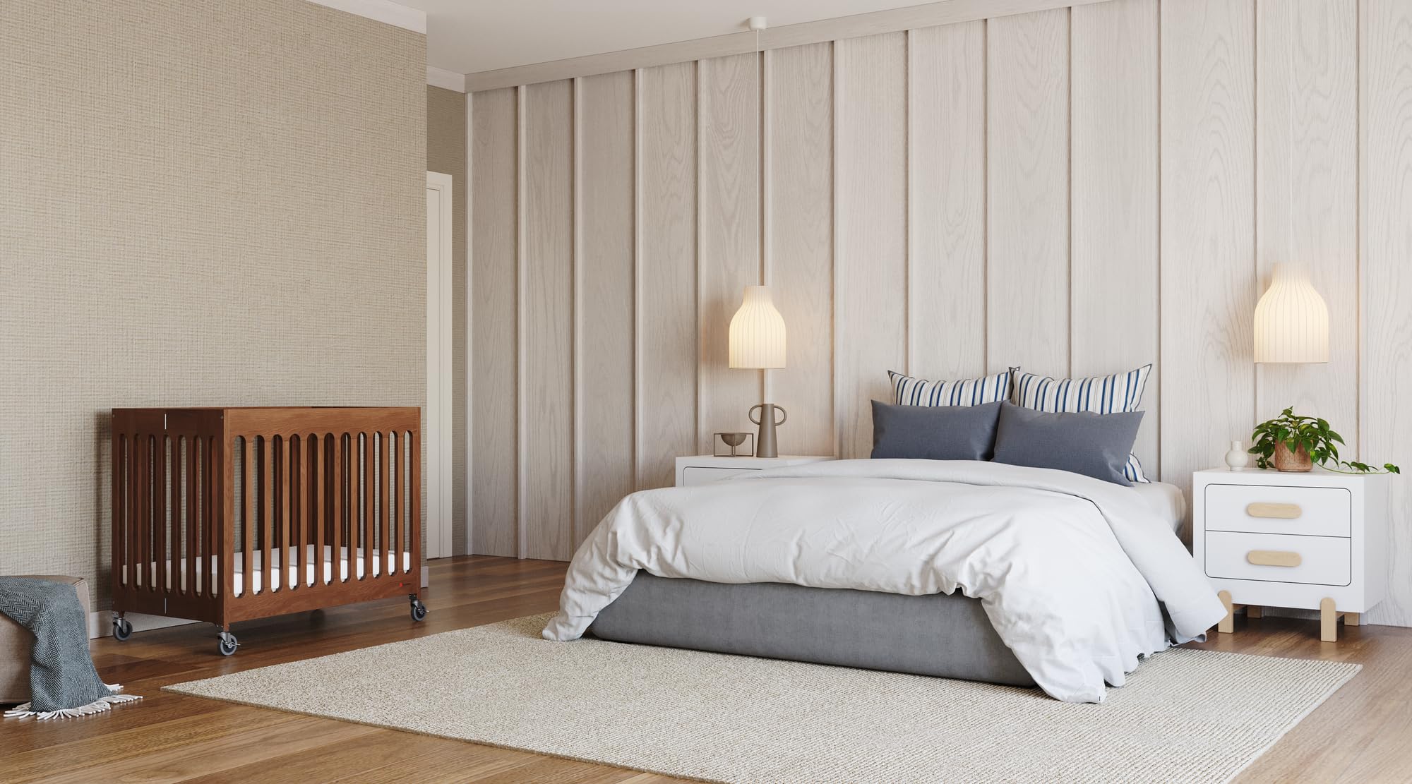 Portable Folding Mini Crib with Foam Mattress