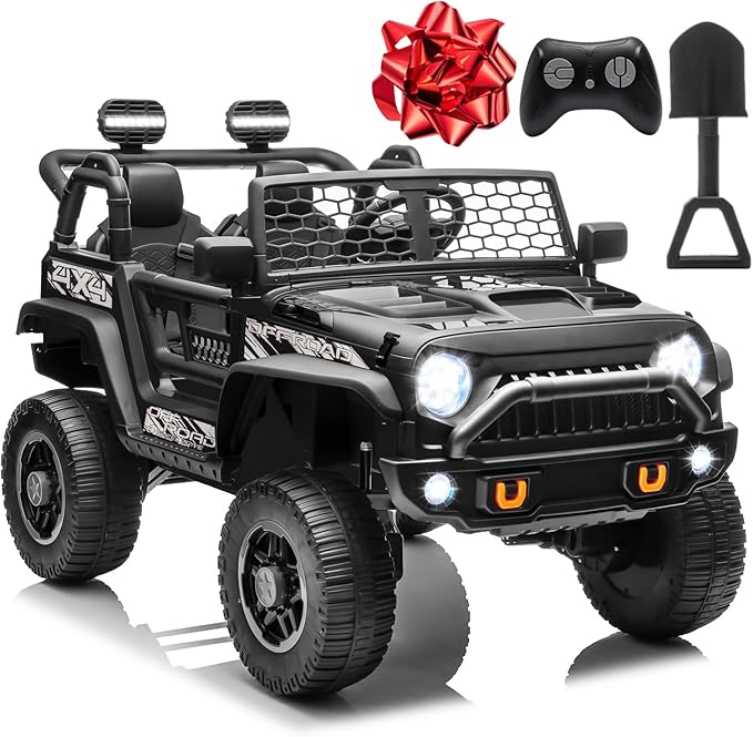 2 Seater Ride On Toys Car for Big Kids, 24V Electric Vehicles w/20'' Large Seat, 4X200W