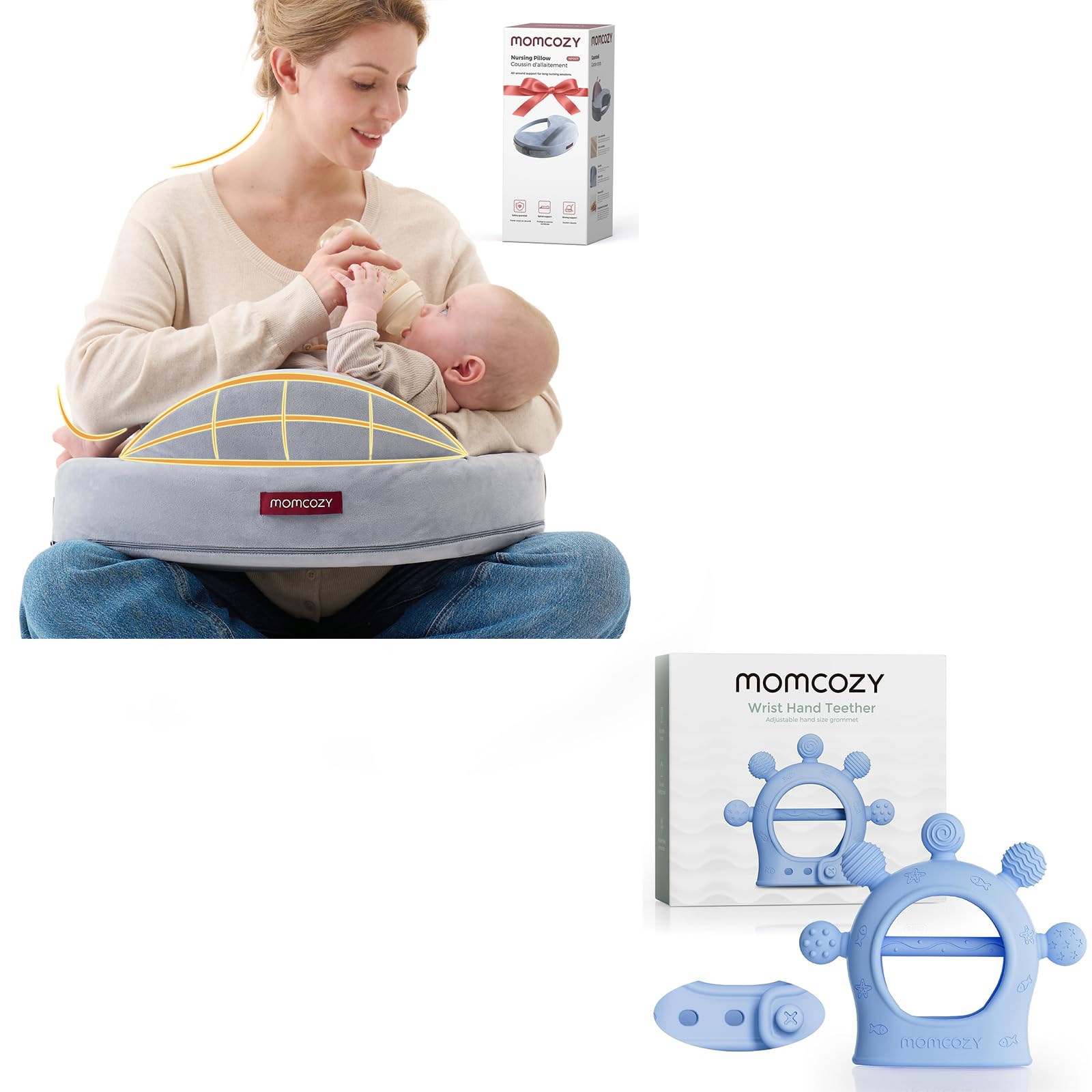 Exclusive Memory Foam Nursing Pillow and Baby Teether Toys