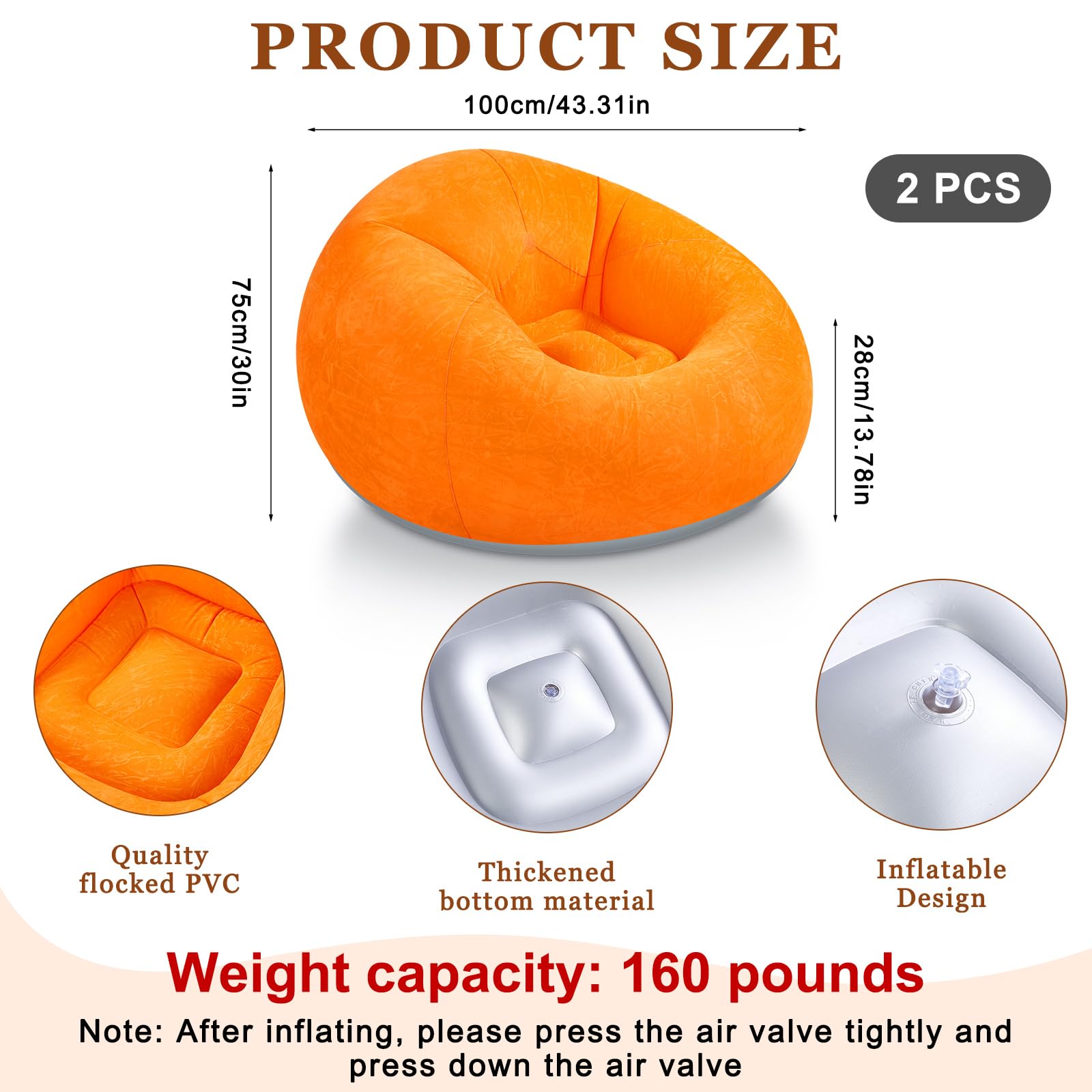 Inflatable Bean Bag Chairs with Electric Air Pump Set