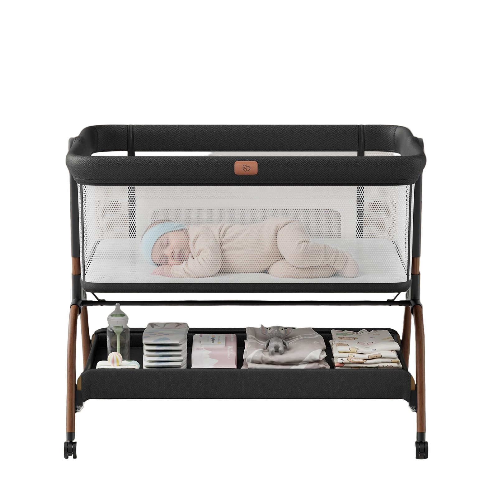 Bedside Crib, 3-in-1 Baby Bassinet Bedside Sleeper with Mattress