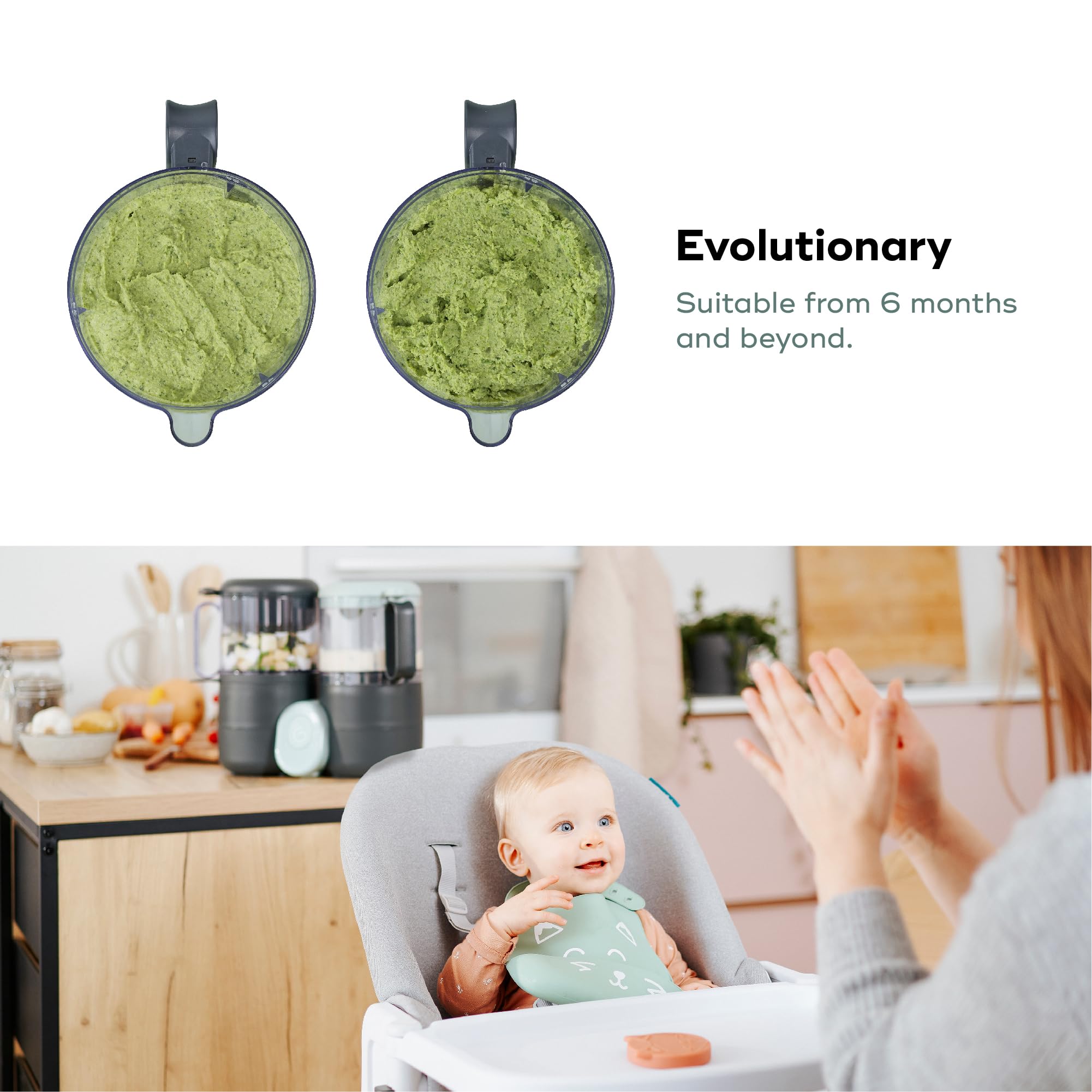 Babymoov Duo Meal Lite Food Maker - 4 in 1 Baby Food Processor with Steam Cooker, Blender, Baby Purees, Warmer and Defroster (Nutritionist Approved), Dark Grey