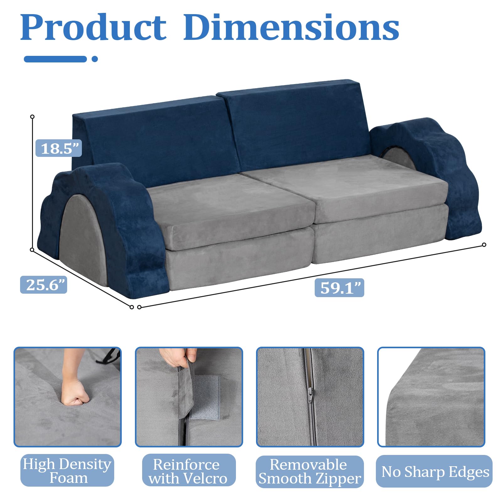 10-Piece Convertible Kids Foam Couch