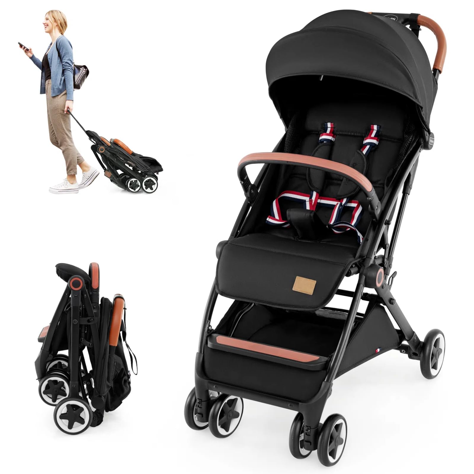Lightweight Baby Stroller, Compact One-Hand Luggage-Style Travel Stroller for Airplane
