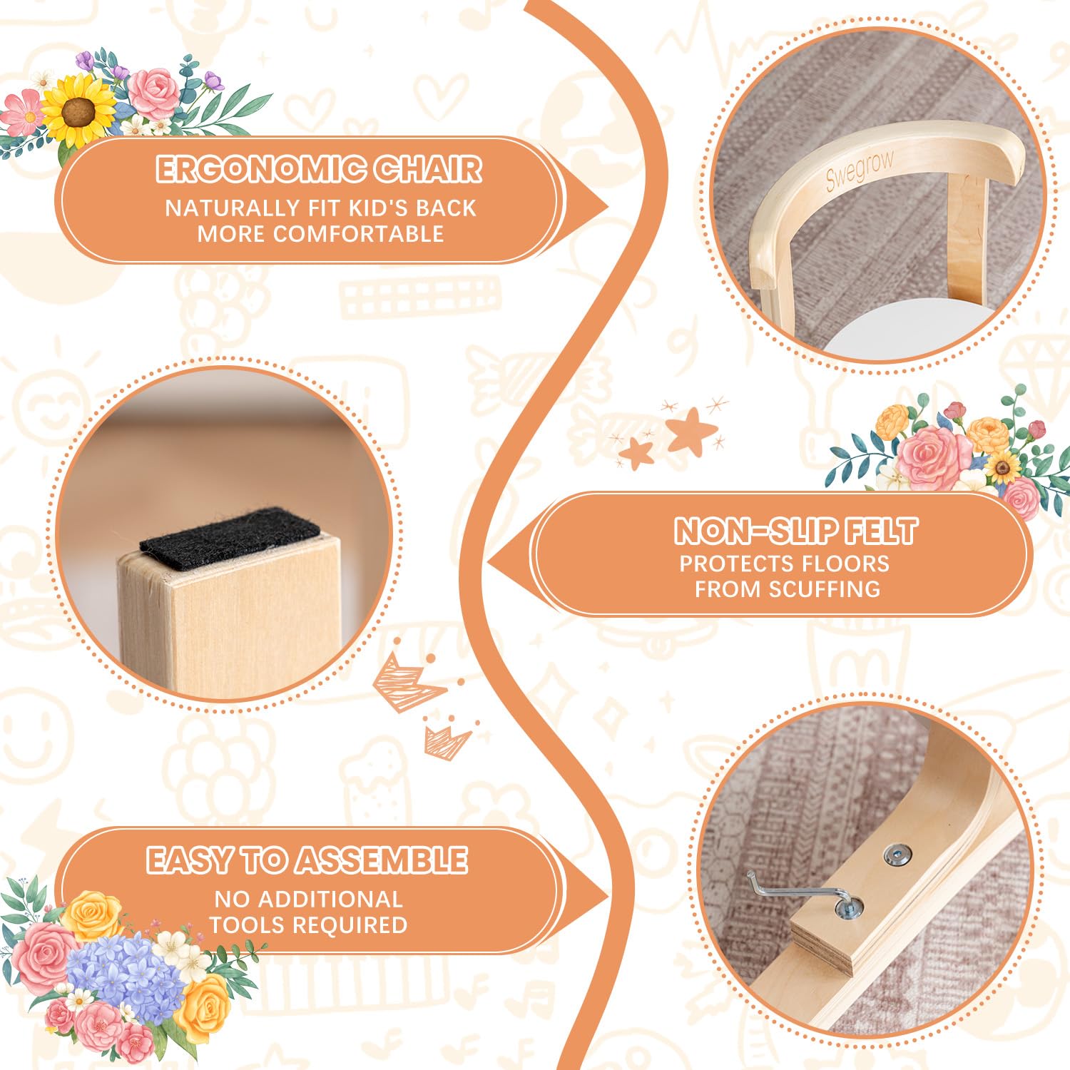 Kids Table and Chair Set - Wooden Furniture for Toddlers