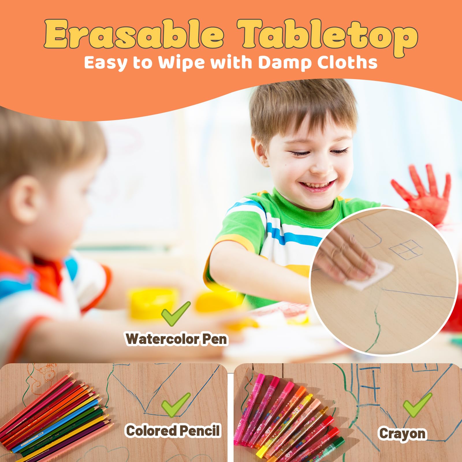 Height Adjustable Kids Table and Chair Set for Ages 3-8