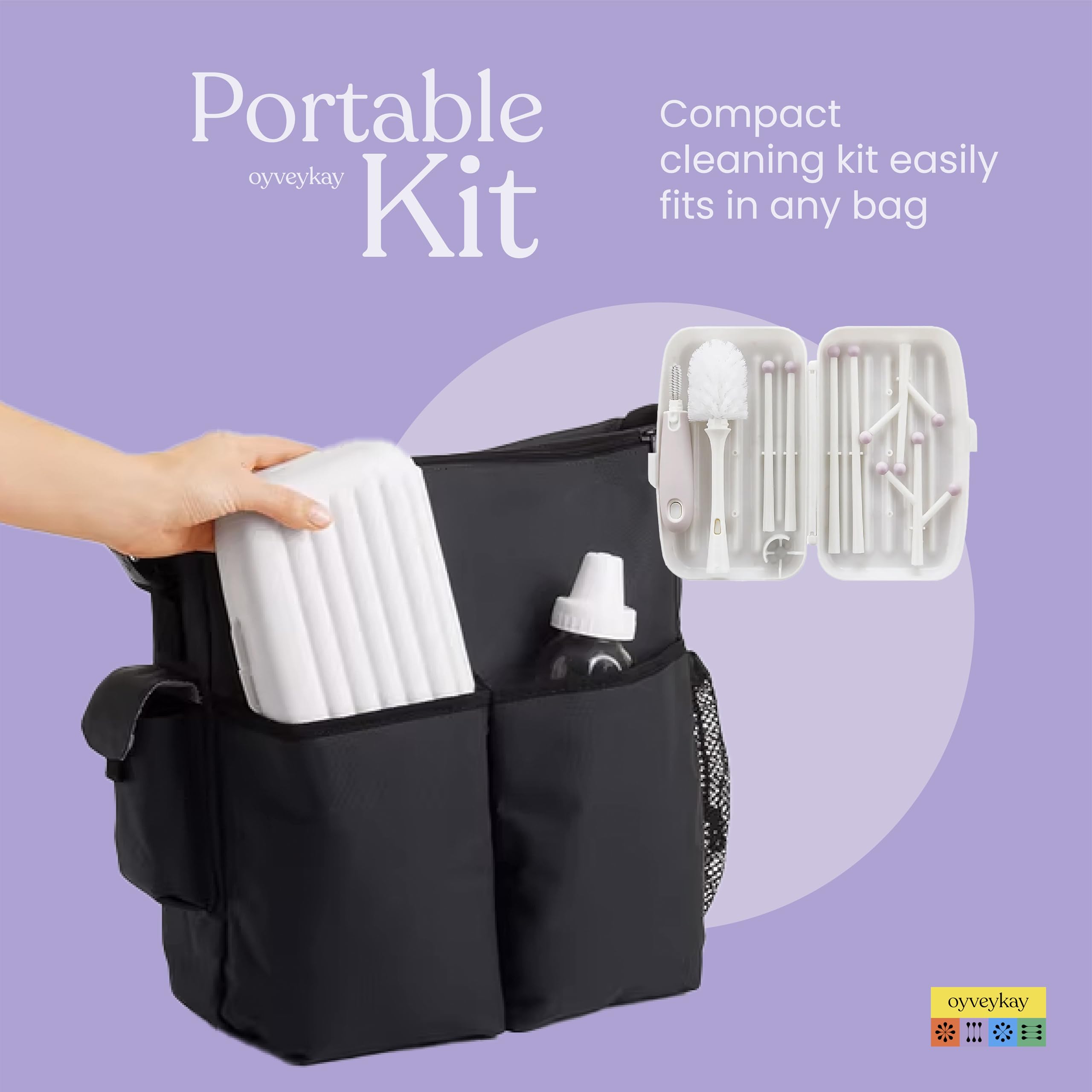 Travel Baby Bottle Drying Rack, Airplane Essentials Cleaning kit Organizer