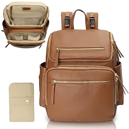 Bag Backpack Large Baby Diaper Bag Leather with 17 Diaper