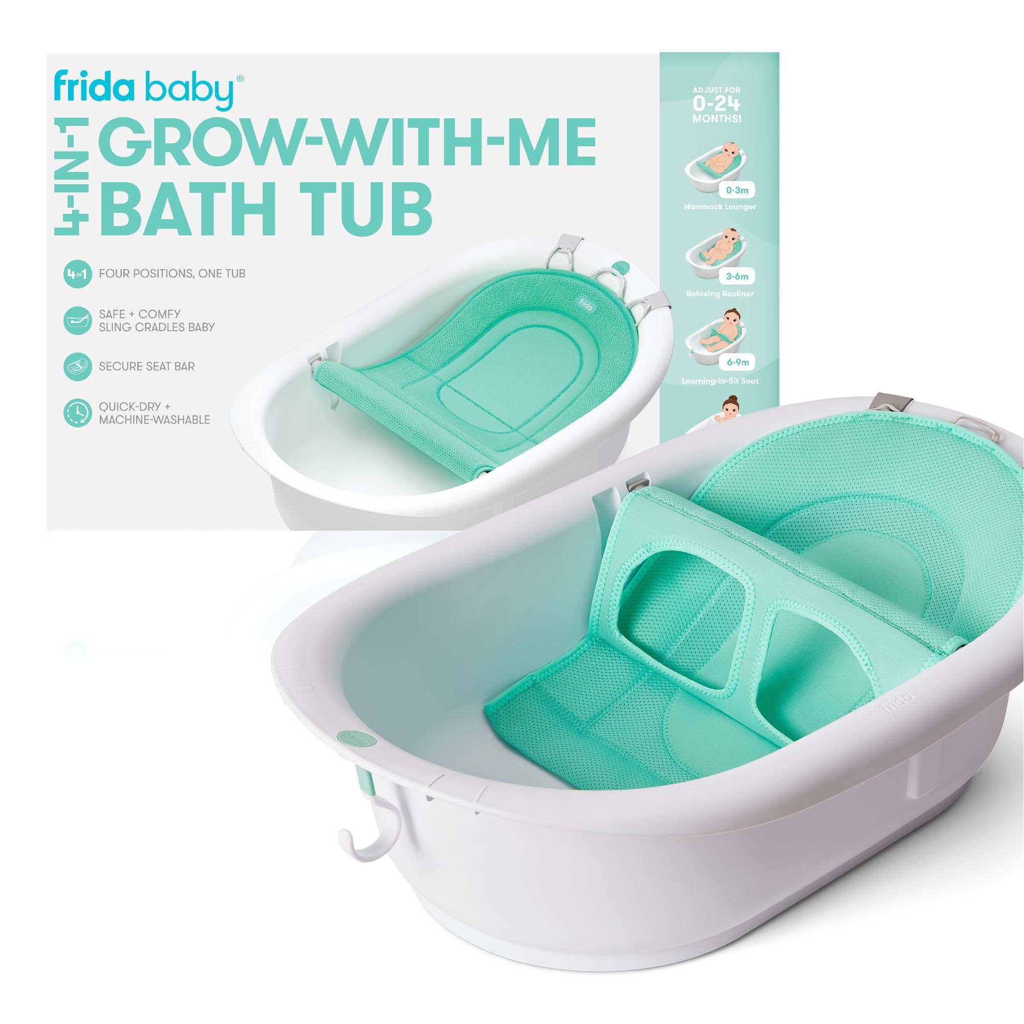 4-in-1 Grow-with-Me Baby Bathtub, Baby Tub for Newborns to Toddler