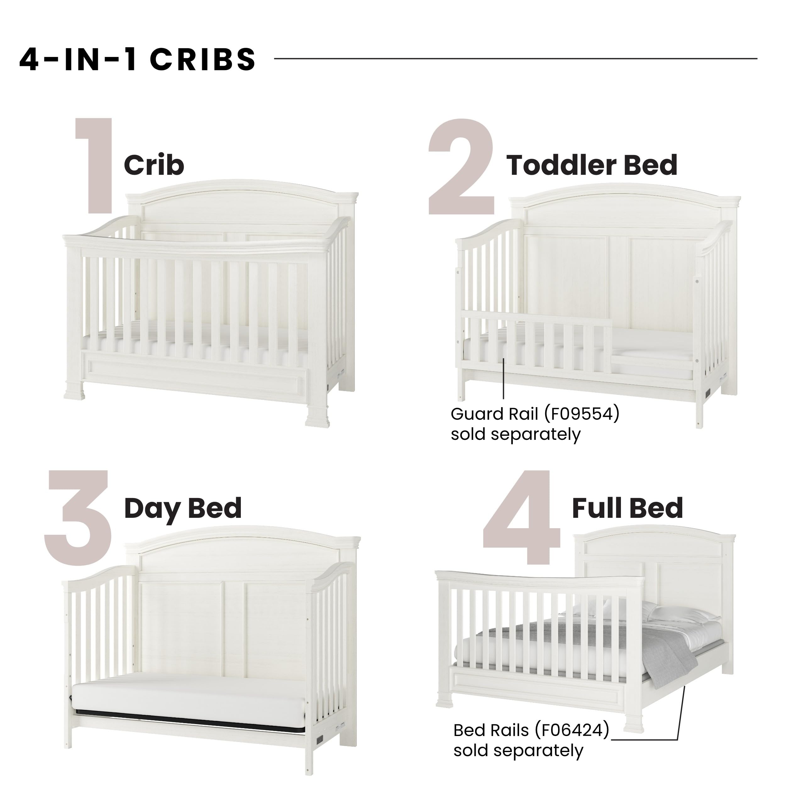 4-in-1 Convertible Crib with Adjustable Mattress