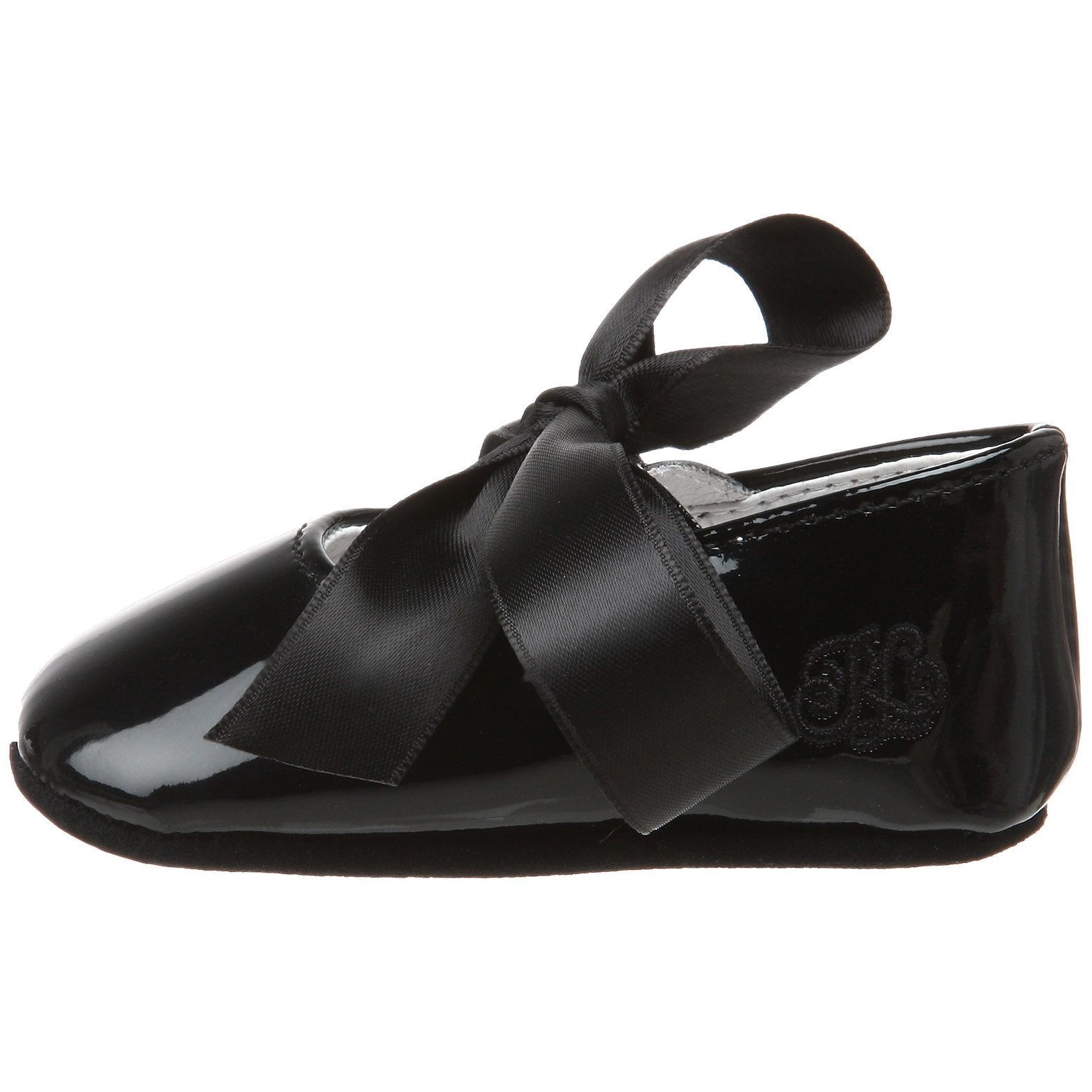 Ralph Lauren Layette Briley Ballet Crib Shoe (Infant/Toddler),Black Patent,1 M US Infant