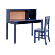 Kids Media Desk and Chair Set - Navy: Student's Workstation with Storage