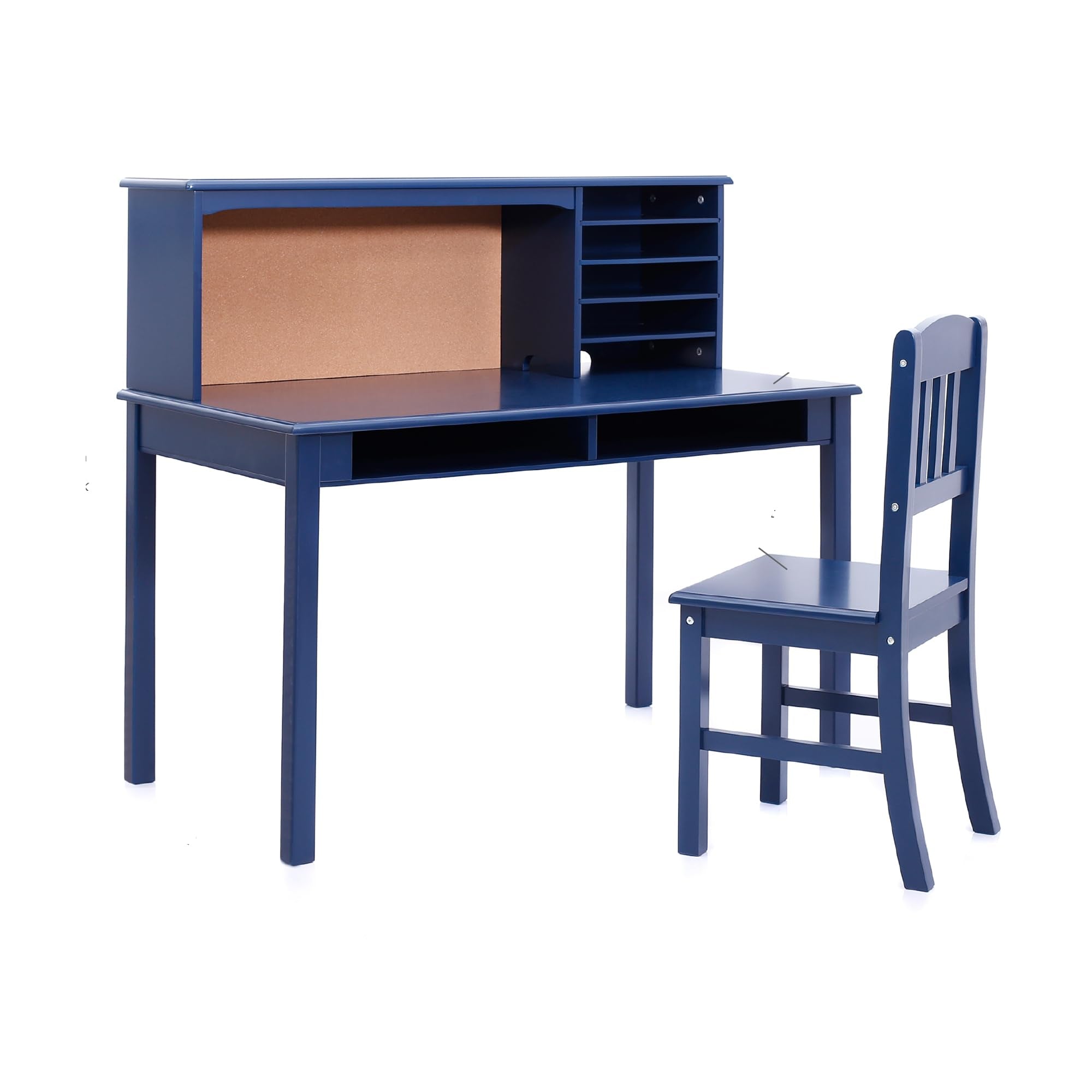 Kids Media Desk and Chair Set - Navy: Student's Workstation with Storage