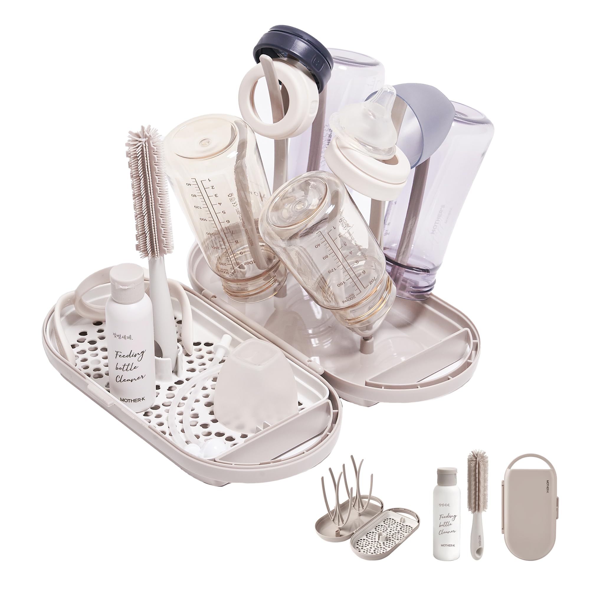 Travel Baby Bottle Drying Rack Set - Baby Bottle Cleaner Kit