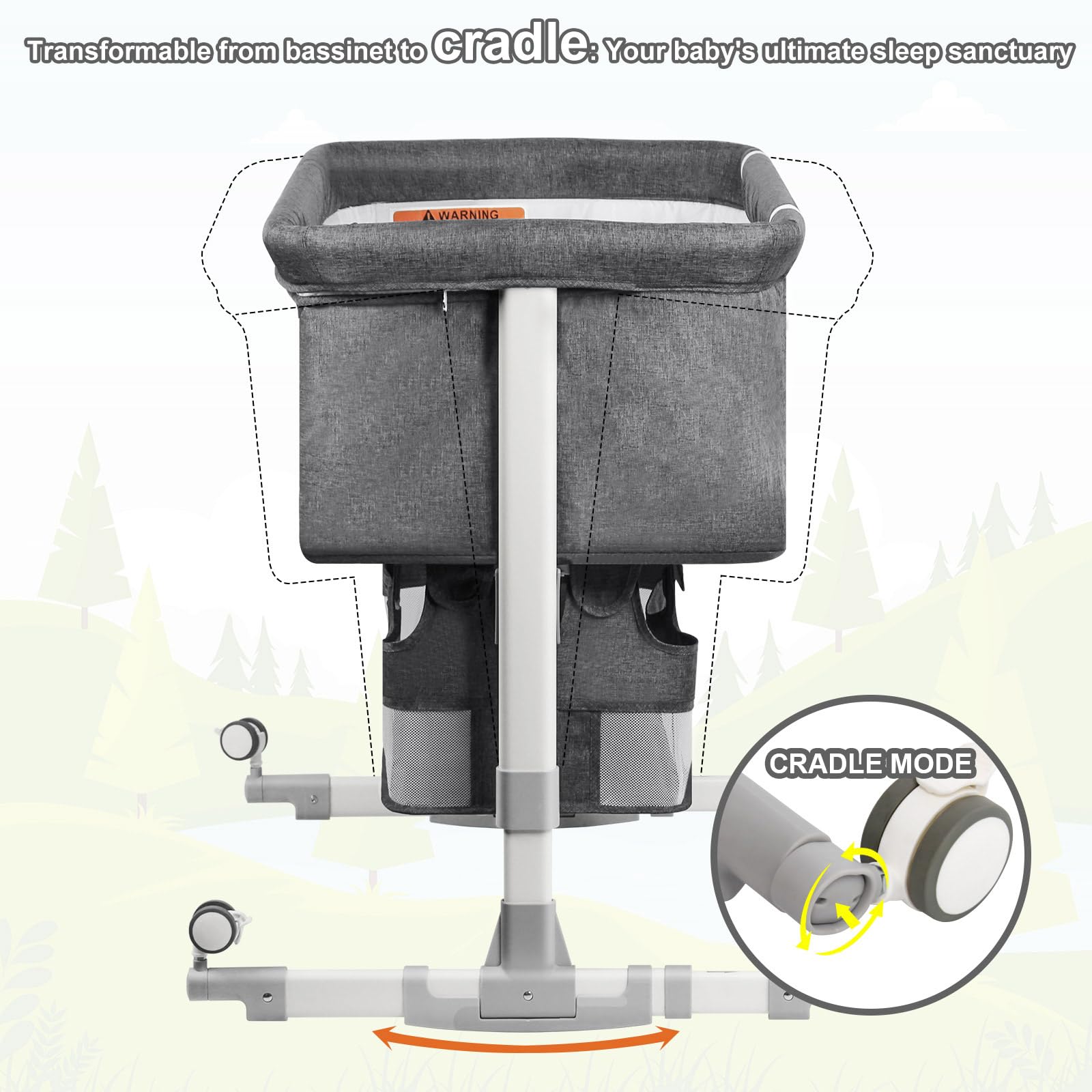 Baby Bassinet Bedside Sleeper with Diaper Changing Station