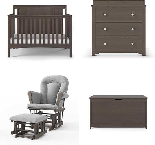 Scout 4-Piece Nursery Set, Includes 4-in-1 Convertible Crib