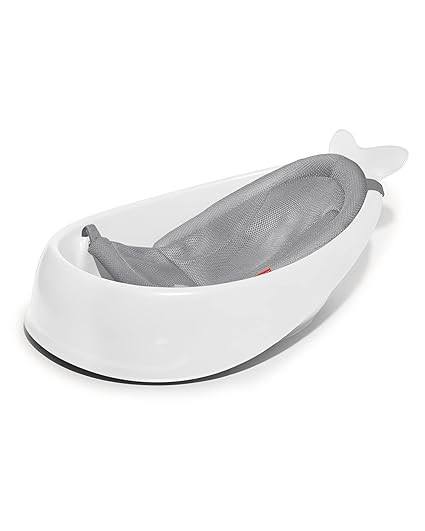 Infant Bath Tub 3-Stage Grow With Baby Smart Sling MOBY Bathtub Grey Age 0+