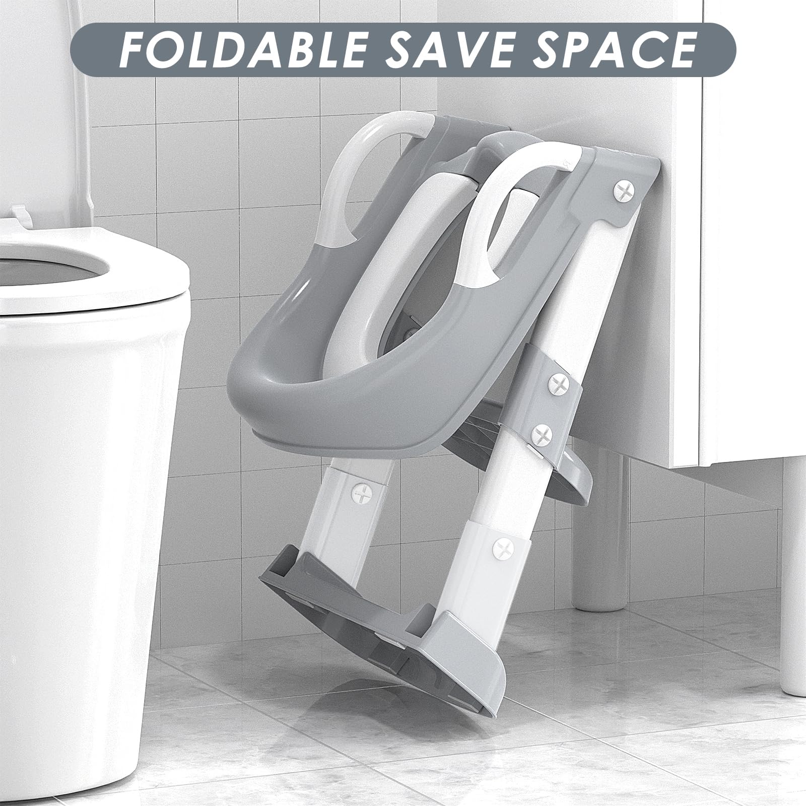 Zieyeen Potty Training Seat with Step Stool Ladder, Toddler Potty Training Toilet for Boys Kids, Potty Chair Adjustable Potty Seat for Toilet with Anti-Slip Wide Steps Splash Guard Safety Handles