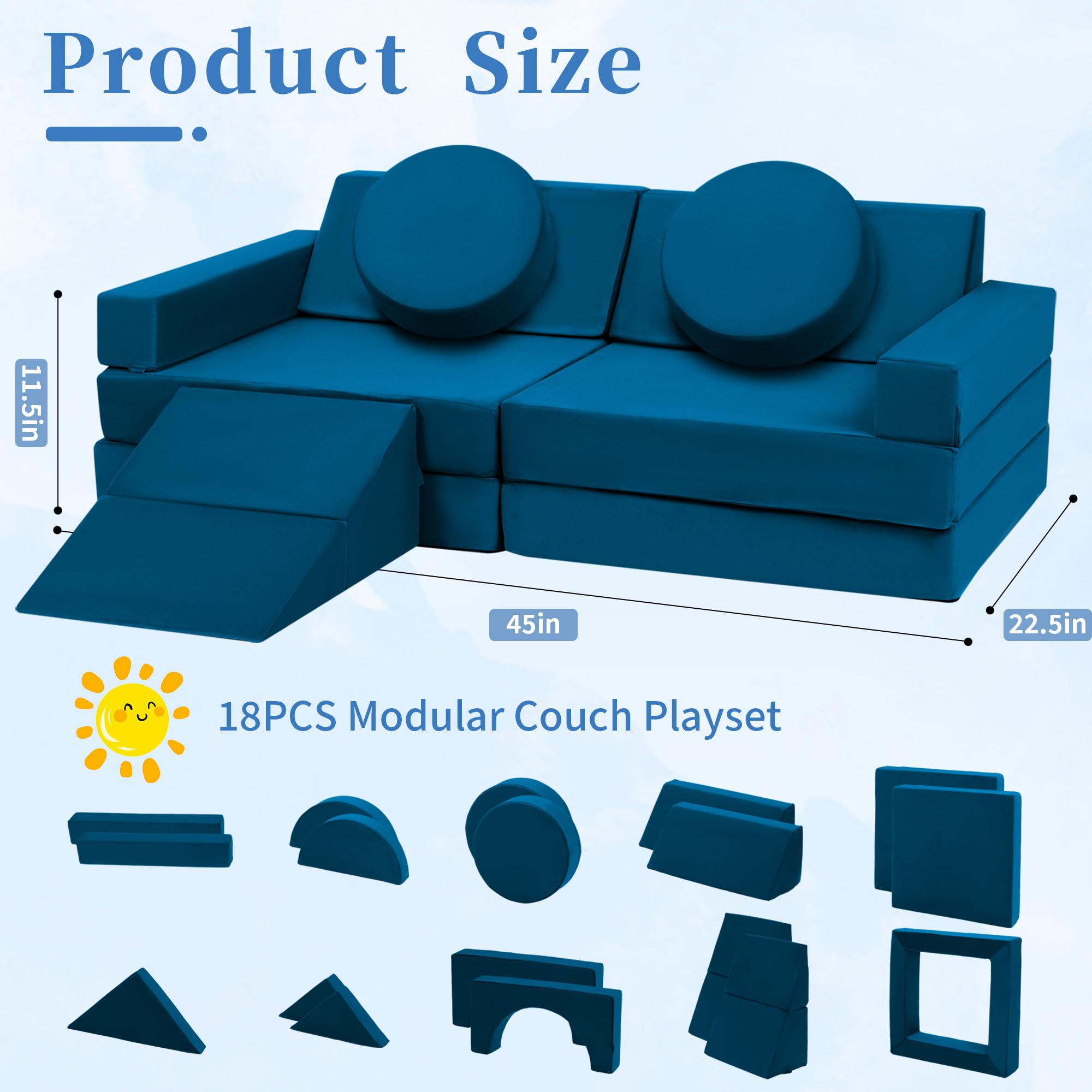 Modular Toddler Couch 18-Piece Foam Play Set