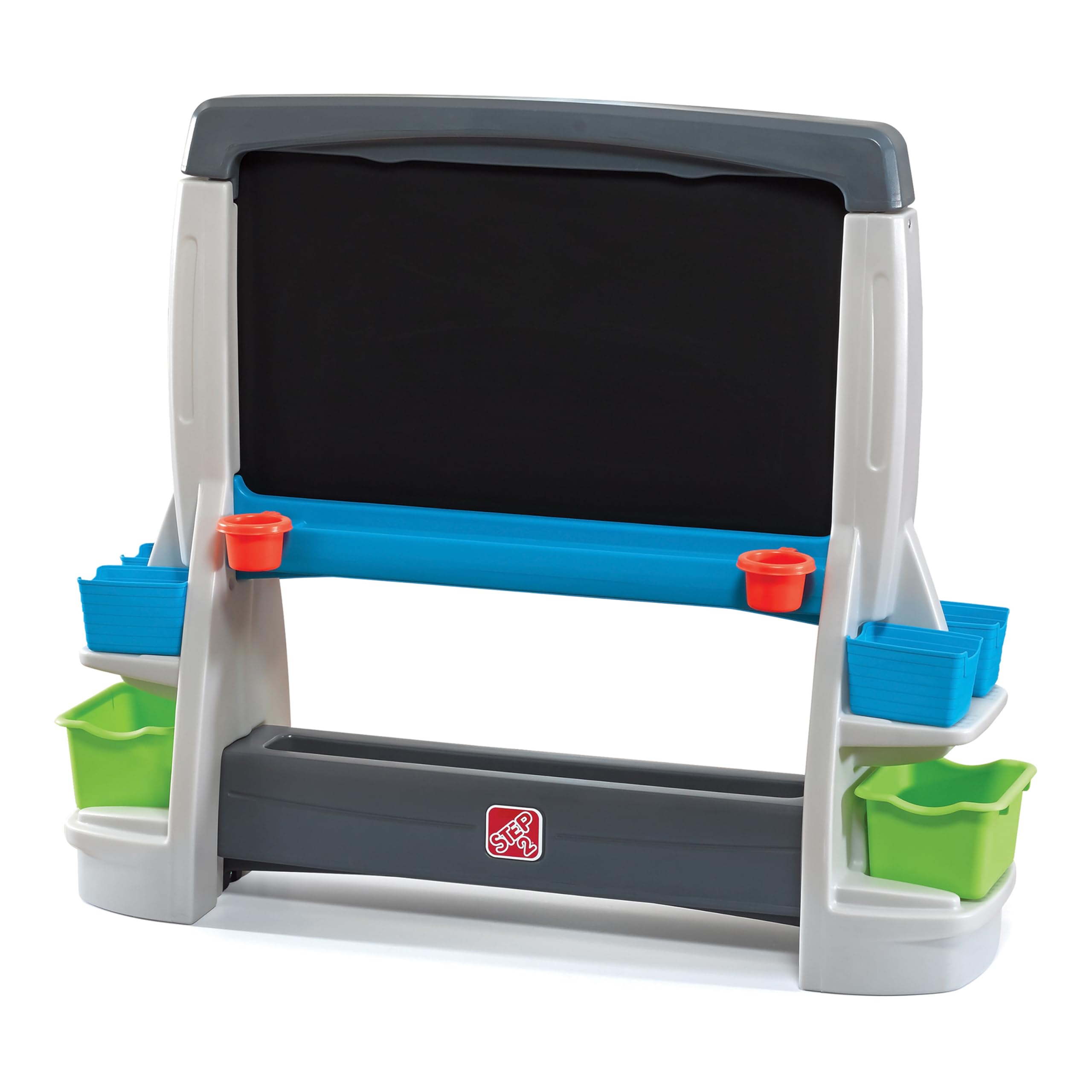 Step2 Jumbo Art Easel, Kids Activity Table, Double-Sided Art Board, Made of Durable Plastic, Includes Bins for Storage, For Toddlers 3+ Years Old