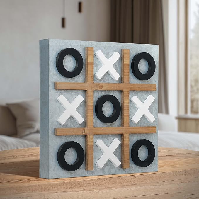 Art Decor Magnetic Tic Tac Toe Board Game Set - Wall Mounted