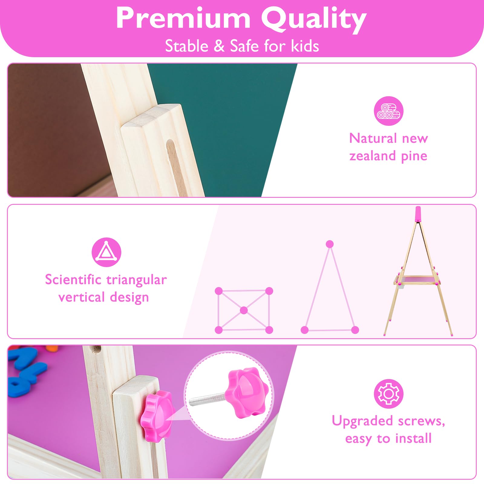 Adjustable Double-Sided Kids Art Easel with Paper Roll
