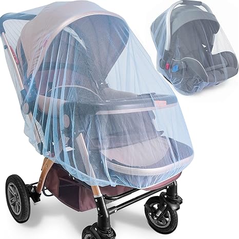 Baby Stroller Mosquito Net (2 Pack) - Durable Mesh Protection for Bassinets