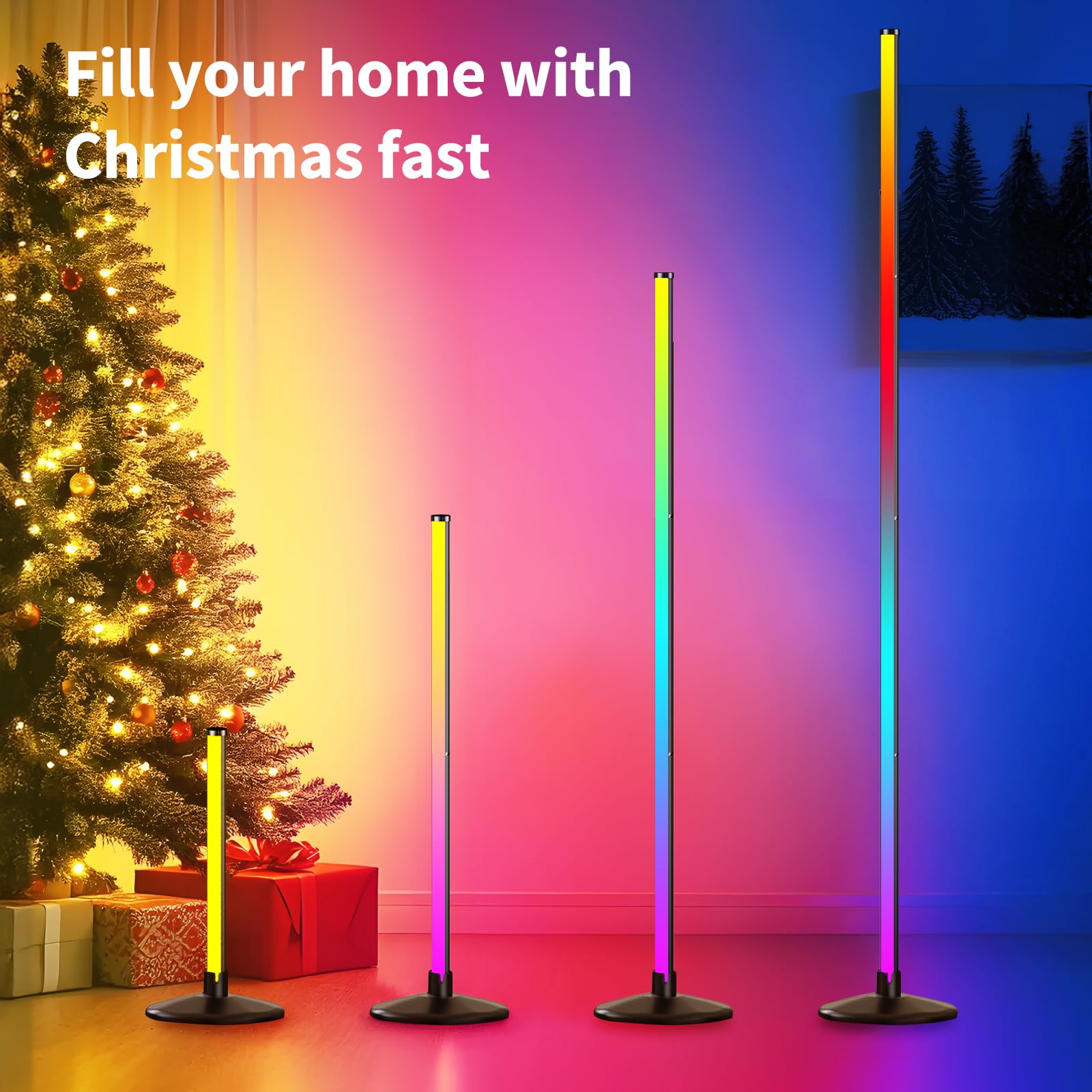 RGB Floor Lamp, 2400 Lumen Smart RGB LED Corner Lamp