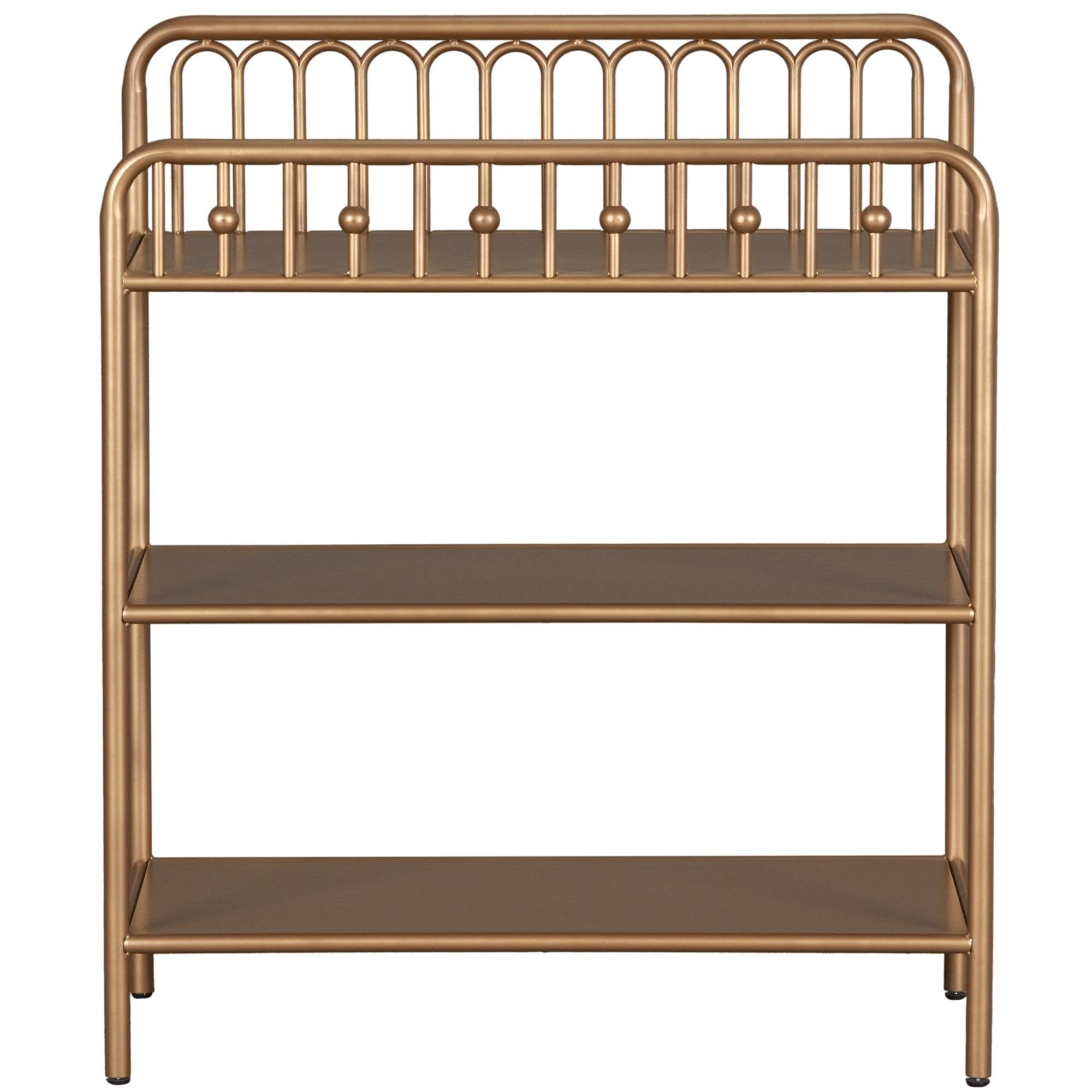 Gold Metal Baby Changing Table with Shelves