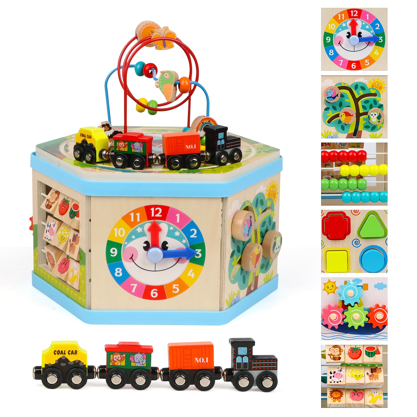 Wooden Activity Cube 9-in-1 Montessori Toys for 1+ Year Old Boys Girls Educational