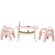 Kids Table and 2 Chairs Set, Toddler Activity Table Set with Storage Shelf