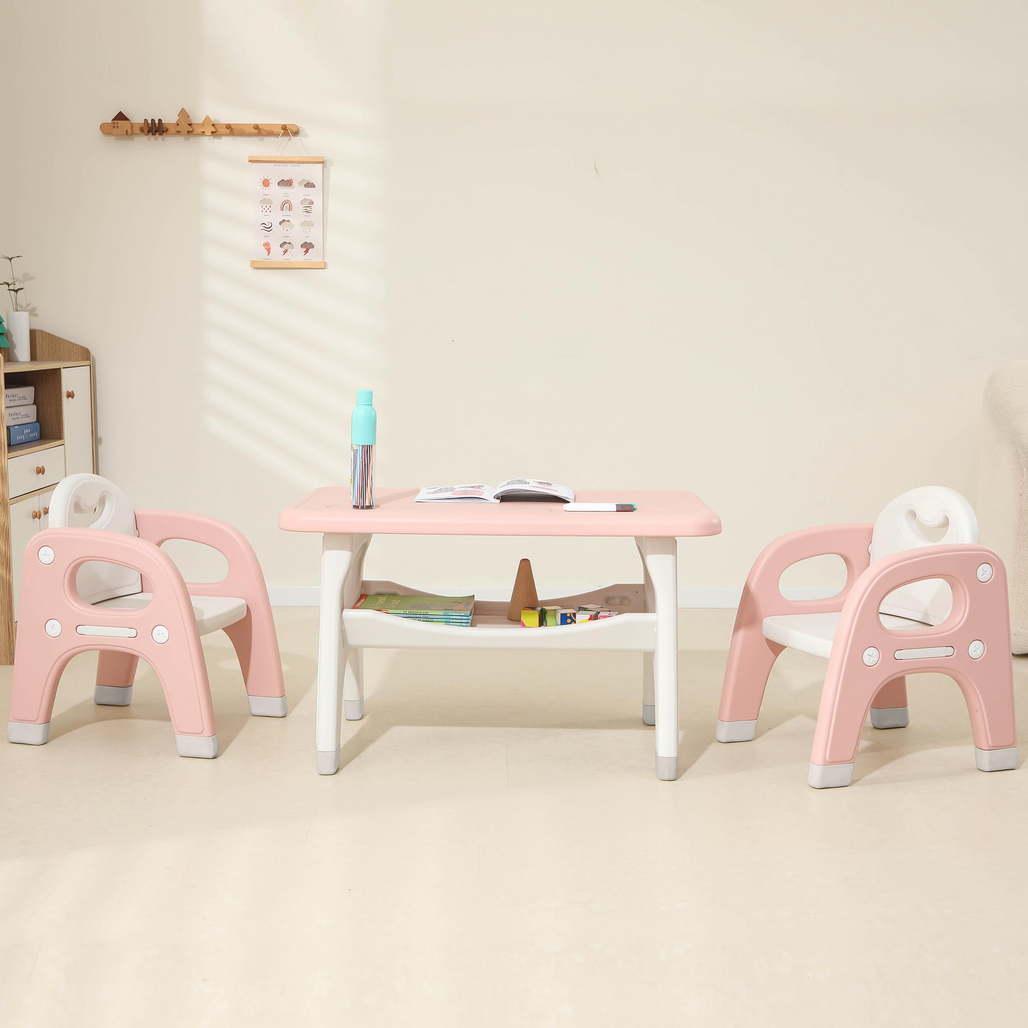 Kids Table and Chairs Set with Storage