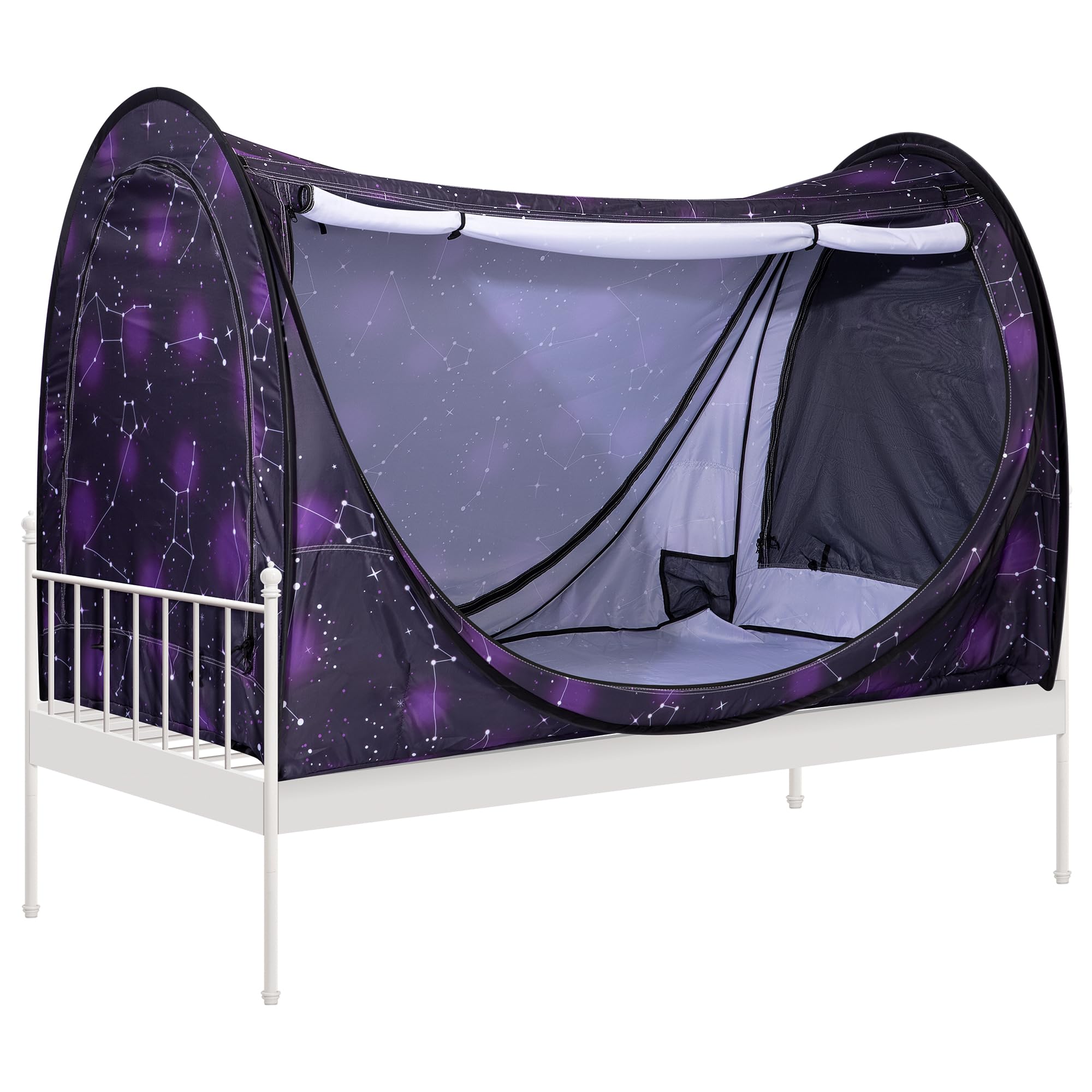 Pop-Up Bed Tent Twin Size, Privacy Bed Canopy with 4 Doors and Mosquito Mesh