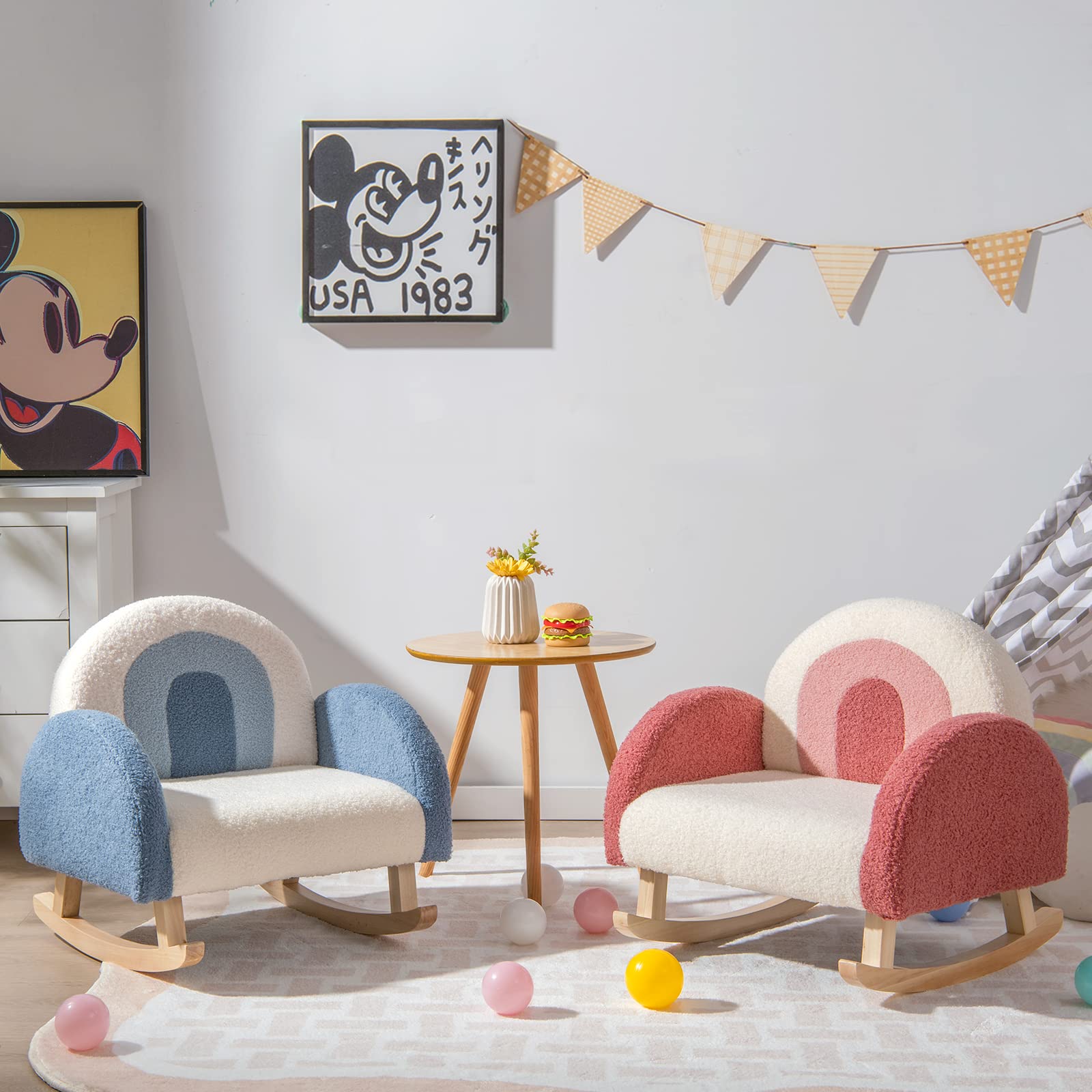 Kids Rocking Chair with Plush Fabric
