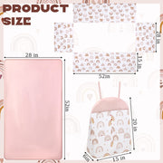 Rtteri 4 Pieces Baby Crib Bedding Set, Nursery Bedding Standard Size Soft Baby Bedding Set Including Crib Skirt, Blanket, Sheet and Diaper Stacker for Girls and Boys(Boho)