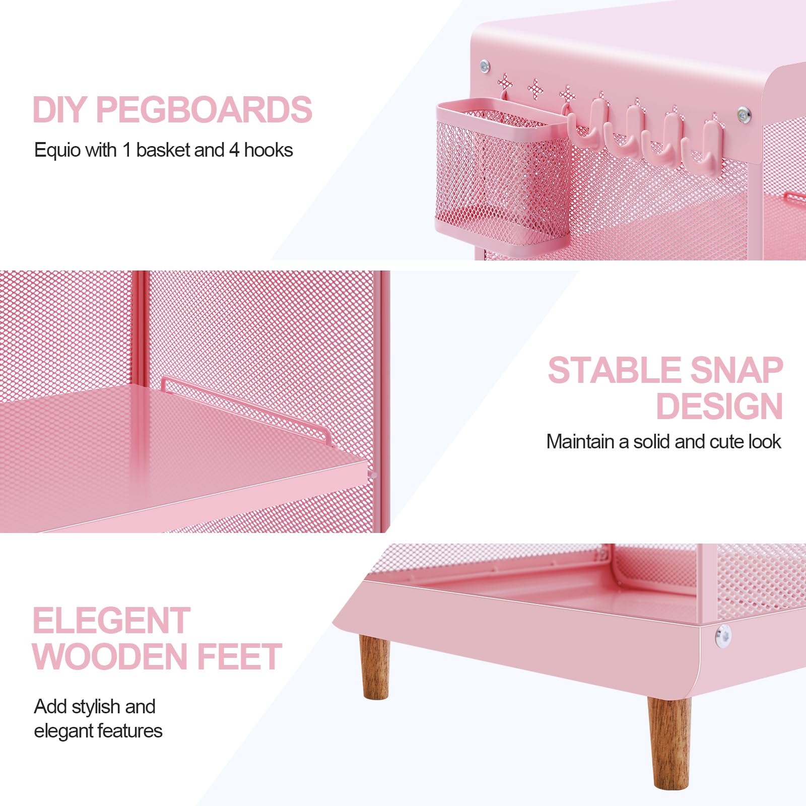 Kids Nightstand with Storage Shelves