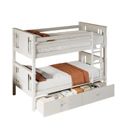 Wood Twin-Over-Twin Bunk Bed with 2 Storage Drawers