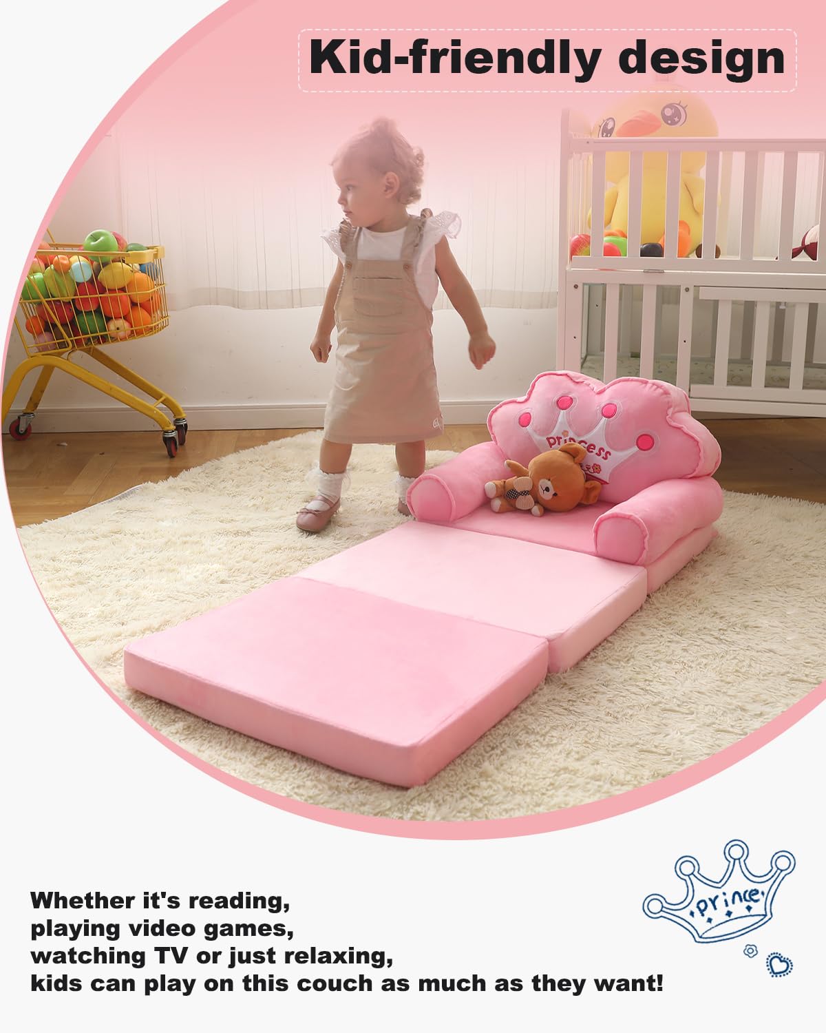 Foldable Kids Sofa Chair for Toddlers 1-3 Years