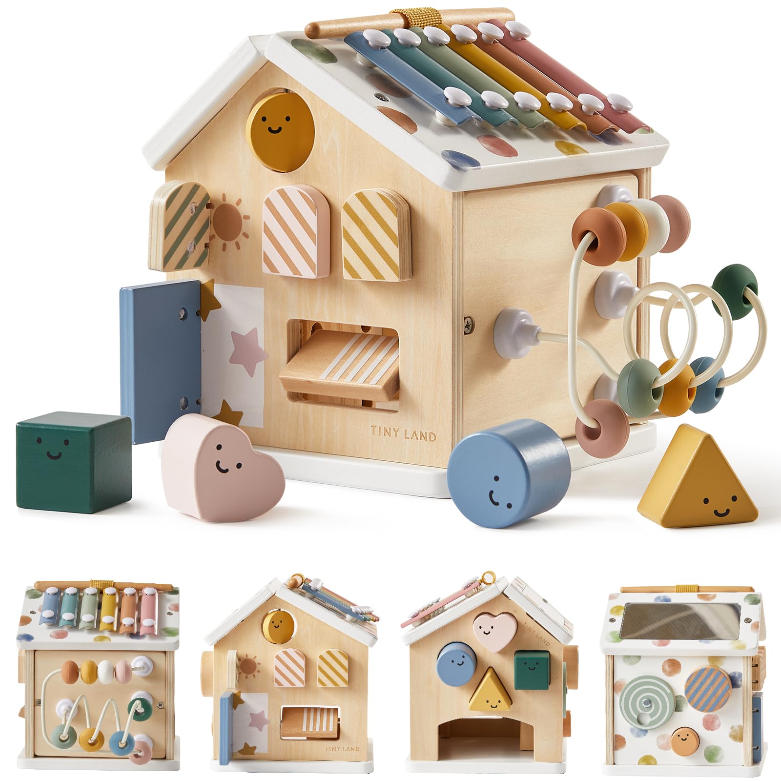9-in-1 Wooden Activity Cube, Montessori Baby Activity Center for 1+ Year Old