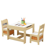 Kids Table and Chair Set, 4 in 1 Wooden Activity Desk