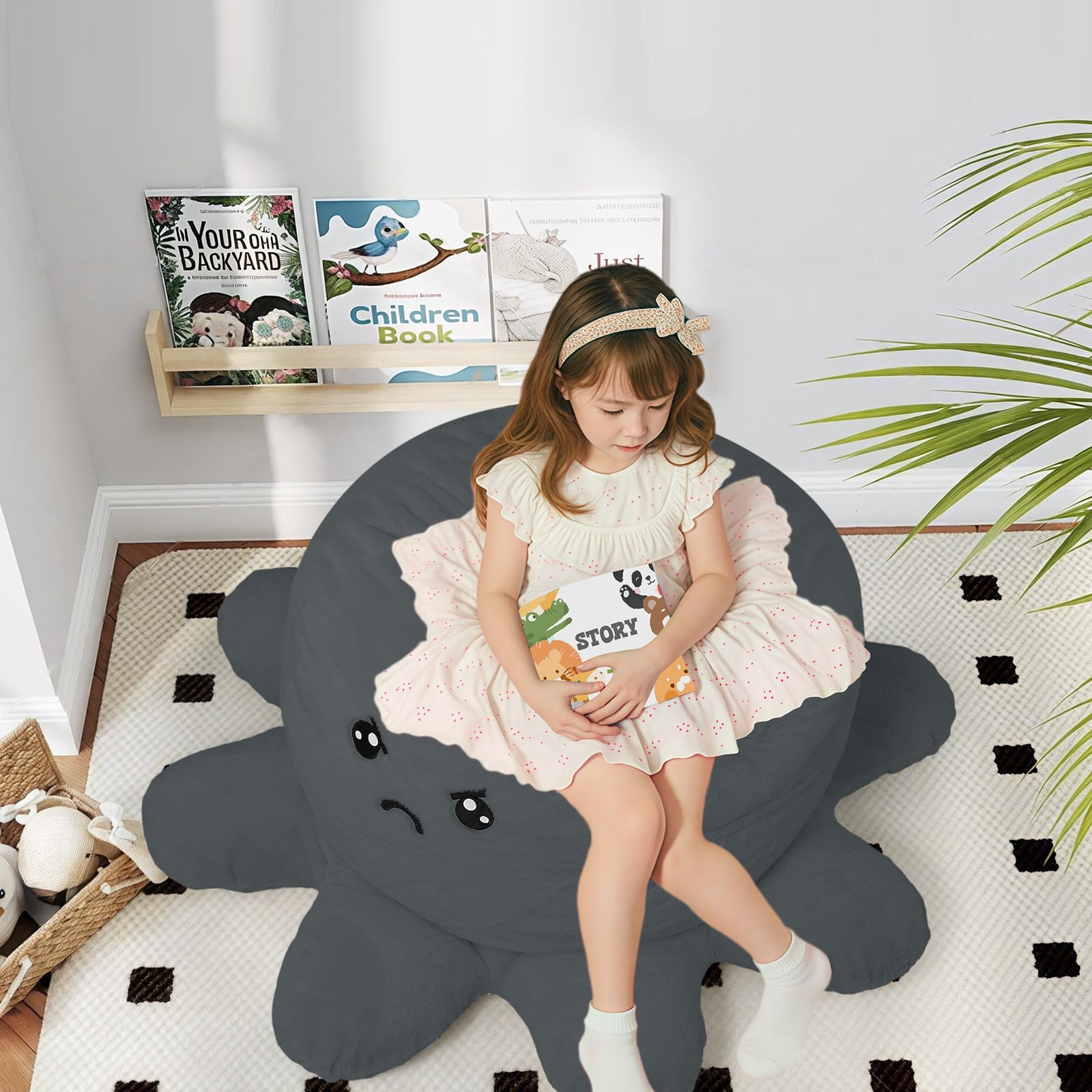 Reversible Octopus Bean Bag Chair for Kids