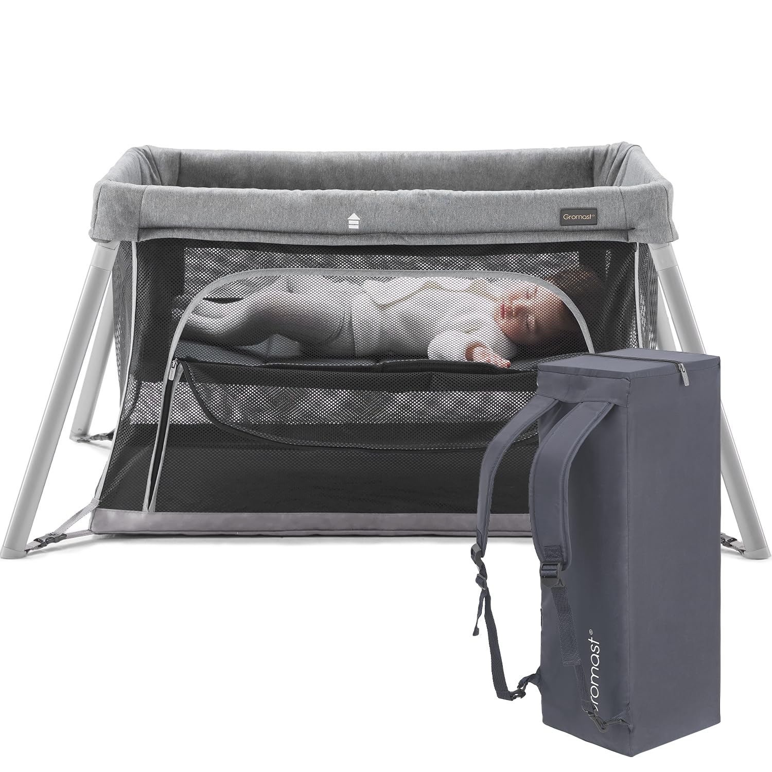 Portable Travel Crib with Bassinet and Playpen
