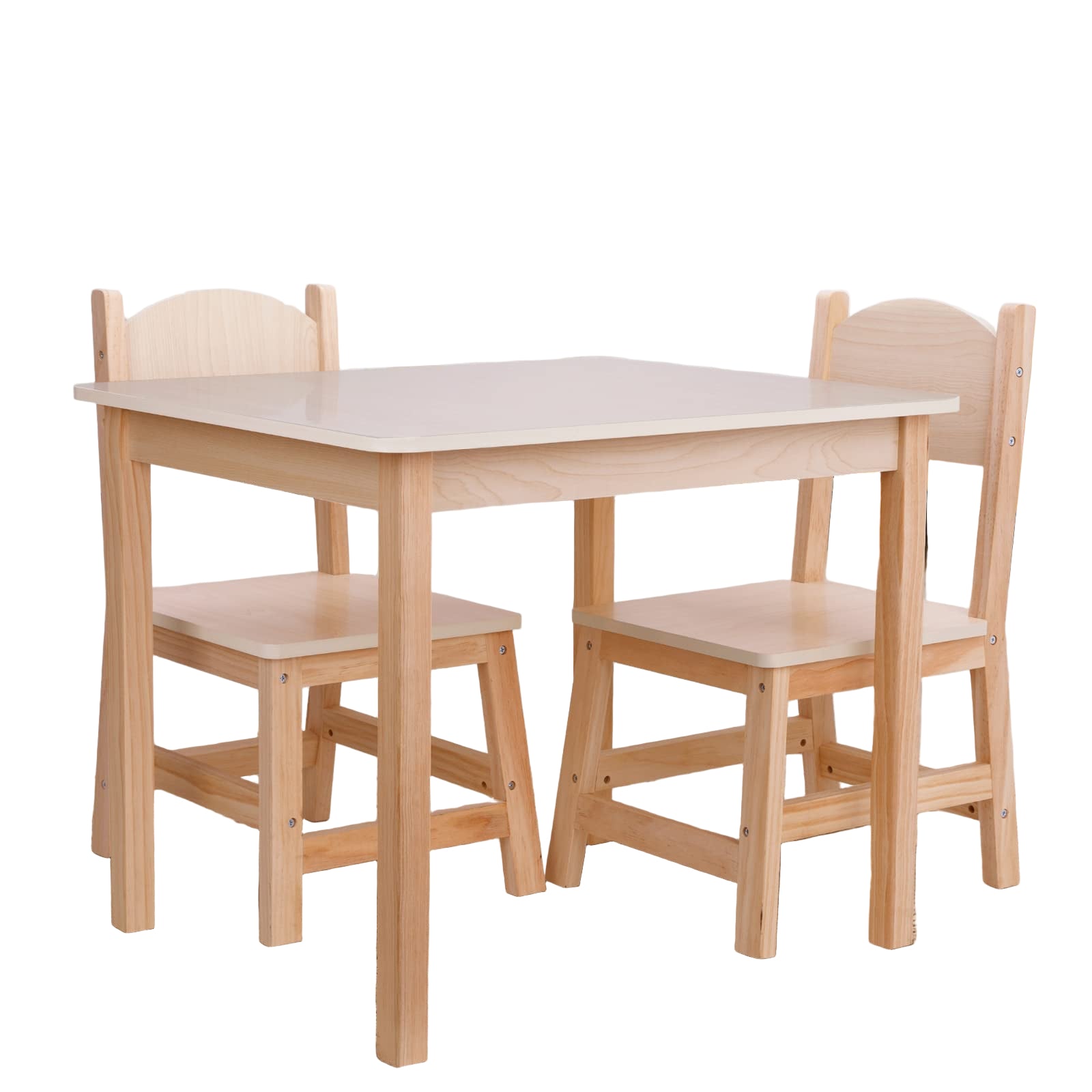 Wood Kids Table and Chairs Set, Waterproof Desktop, Easy to Clean