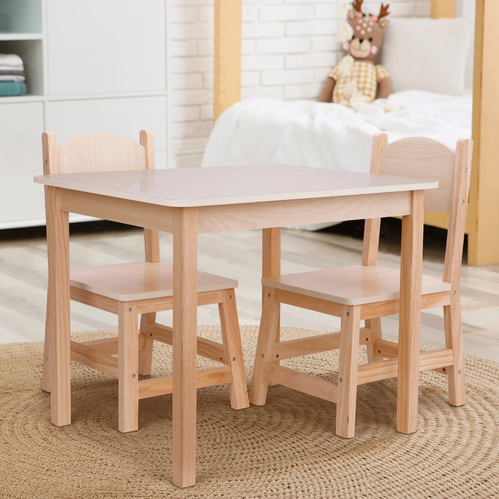 Kids Table and Chairs Set - Wooden Toddler Furniture