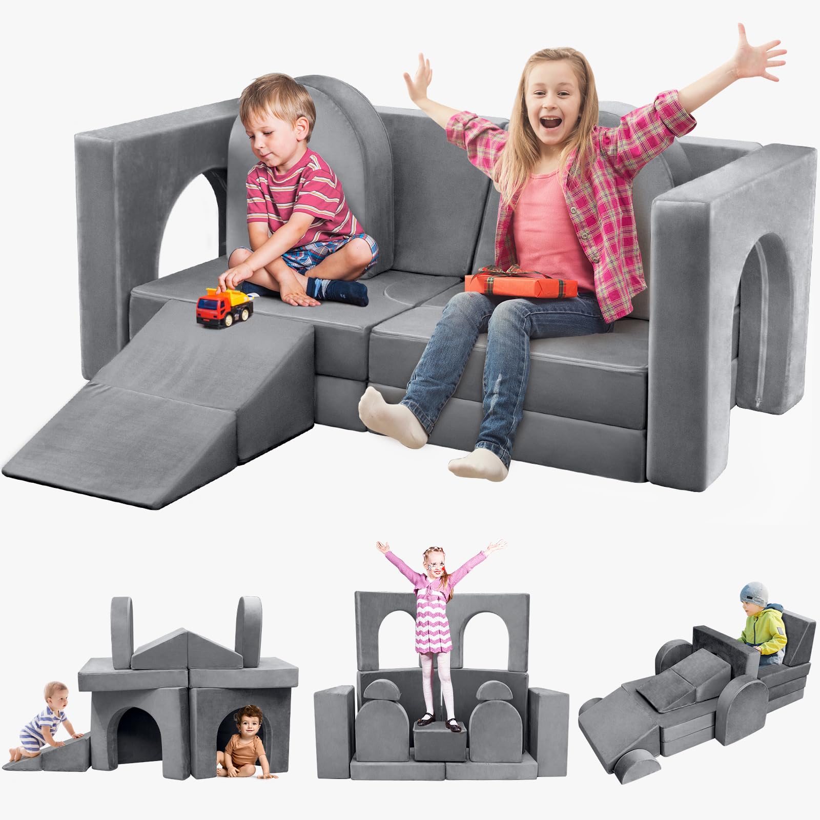14-Piece Modular Play Couch for Kids